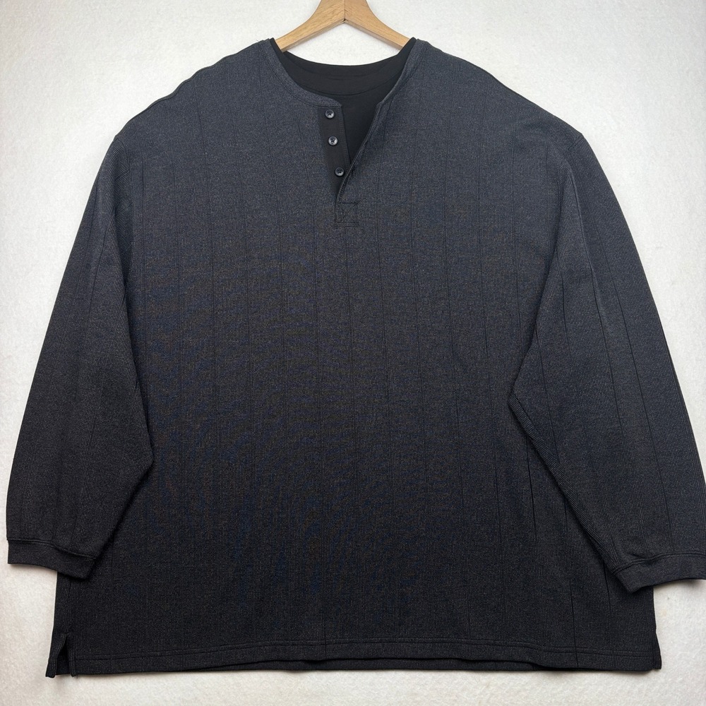 Haggar Henley Shirt Mens 4XL Ribbed Texture Minimalist
